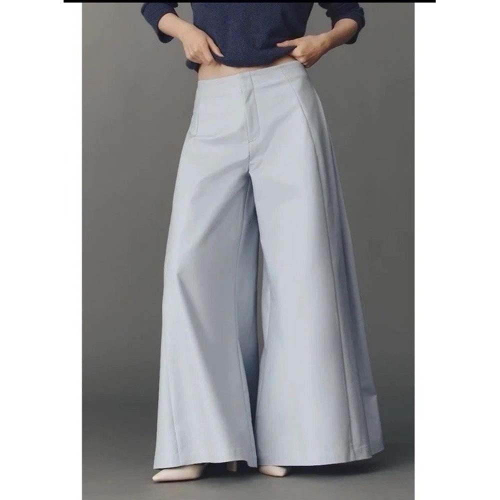 Maeve Anthropologie A-line Super Wide Leg Pale Blue Palazzo Pants Sz 12 NEW